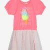 Billieblush Girls Jersey And Tulle Dress In Pink -Monna Clothing Shop BILS4071 FUSCHIA 1