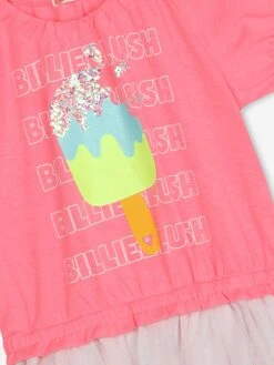 Billieblush Girls Jersey And Tulle Dress In Pink 8 Billieblush Girls Jersey And Tulle Dress In Pink -Monna Clothing Shop BILS4071 FUSCHIA 3