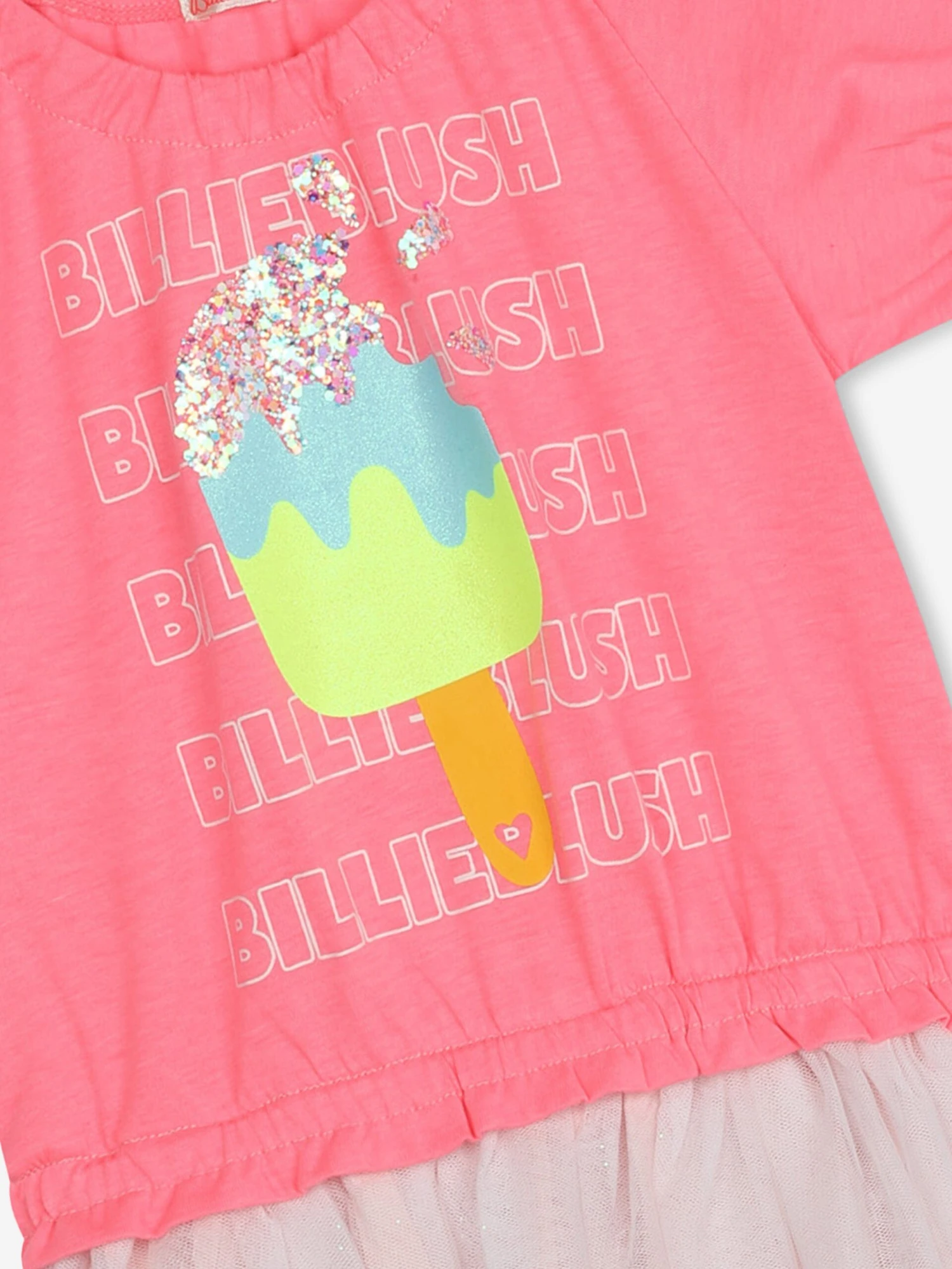 Billieblush Girls Jersey And Tulle Dress In Pink 5 Billieblush Girls Jersey And Tulle Dress In Pink - Image 3