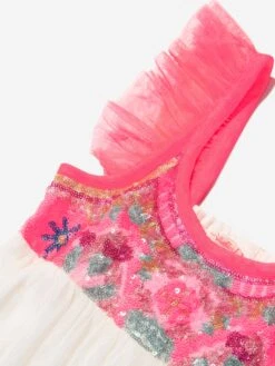 Billieblush Girls Sequinned Tulle Dress In White -Monna Clothing Shop BILS4072 WHITE 3