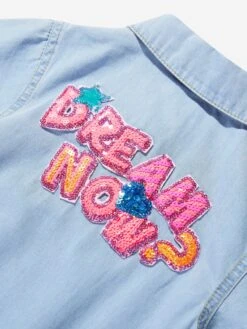 Billieblush Girls Light Denim Shirt Dress In Blue 11 Billieblush Girls Light Denim Shirt Dress In Blue -Monna Clothing Shop BILS4074 DOUBLE STONE BLEACH 4
