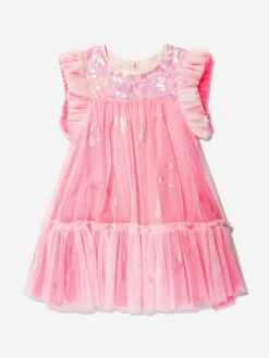Billieblush Girls Sequinned Tulle Dress In Pink