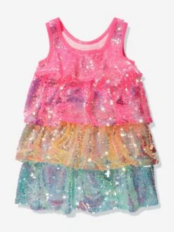 Billieblush Girls Sequin Dress With Scrunchie In Multicolour -Monna Clothing Shop BILS4127 MULTICOLOURED 2