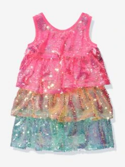 Billieblush Girls Sequin Dress With Scrunchie In Multicolour -Monna Clothing Shop BILS4127 MULTICOLOURED 3