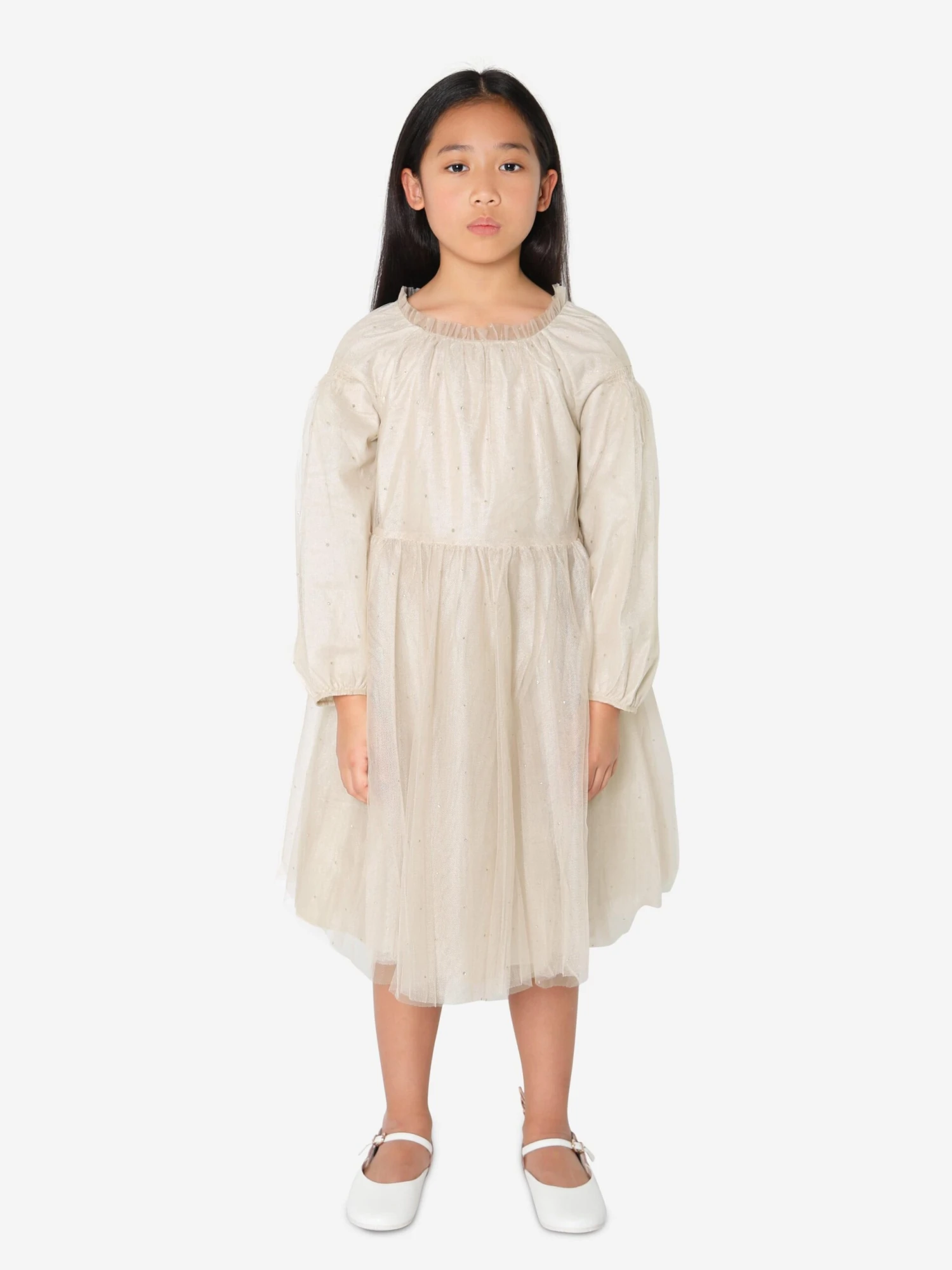 BONPOINT Girls Bluebell Dress In Beige 3 BONPOINT Girls Bluebell Dress In Beige