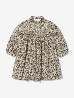 BONPOINT Girls Tamsin Smocked Dress In Beige