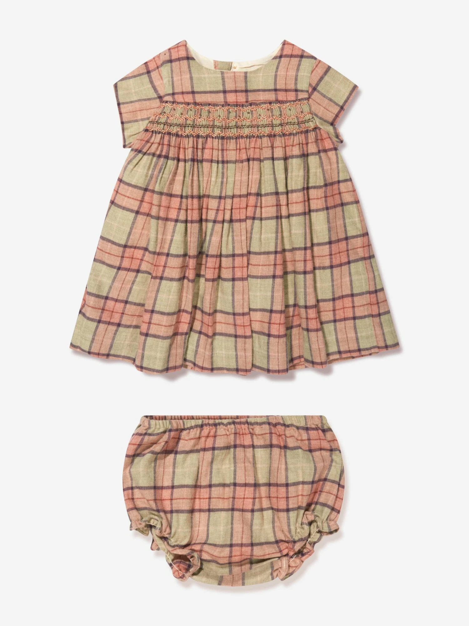 BONPOINT Baby Girls Tartan Dress With Knickers 3 BONPOINT Baby Girls Tartan Dress With Knickers