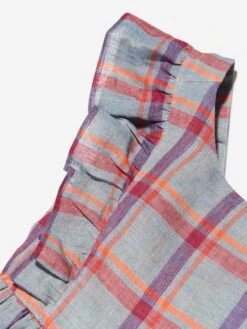 BONPOINT Girls Checked Linen Carole Dress In Grey 8 BONPOINT Girls Checked Linen Carole Dress In Grey -Monna Clothing Shop BONS3061 414 3