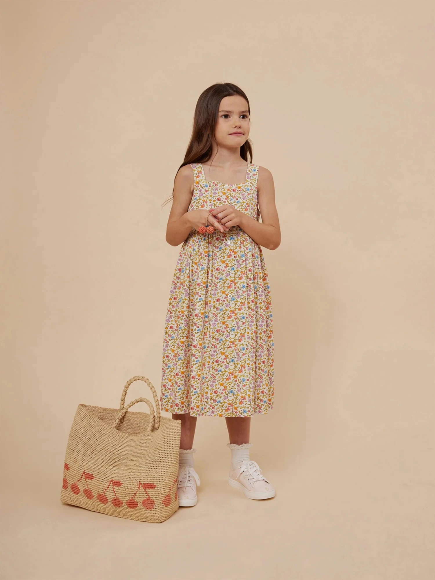 BONPOINT Girls Laly Floral Pinafore Dress In Multicolour 4 BONPOINT Girls Laly Floral Pinafore Dress In Multicolour - Image 2
