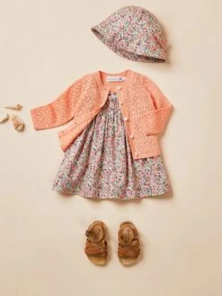 BONPOINT Baby Girls Fabricia Smocked Dress In Multicolour -Monna Clothing Shop BONS4028 FL CORAIL 2