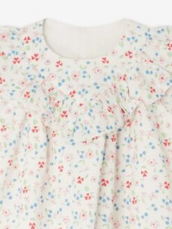 BONPOINT Baby Girls Falbalili Floral Dress In Multicolour 7 BONPOINT Baby Girls Falbalili Floral Dress In Multicolour -Monna Clothing Shop BONS4061 FL ROSE POUDRE 3