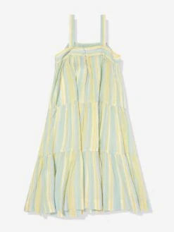 BONPOINT Girls Cora Pinafore Dress In Green -Monna Clothing Shop BONS4105 LAGON 2
