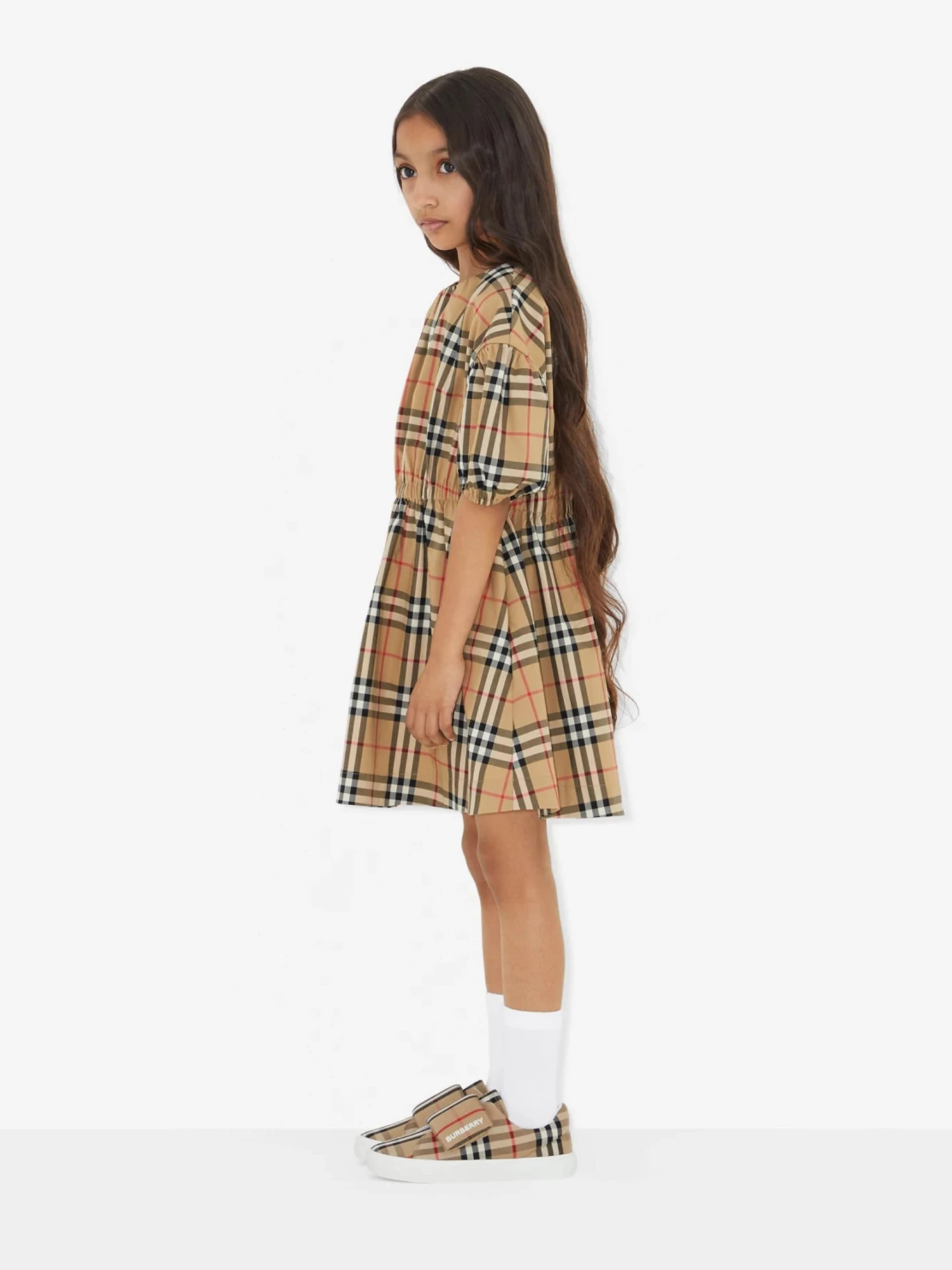 Girls Shelley Dress In Archive Beige Check 8 Girls Shelley Dress In Archive Beige Check - Image 6