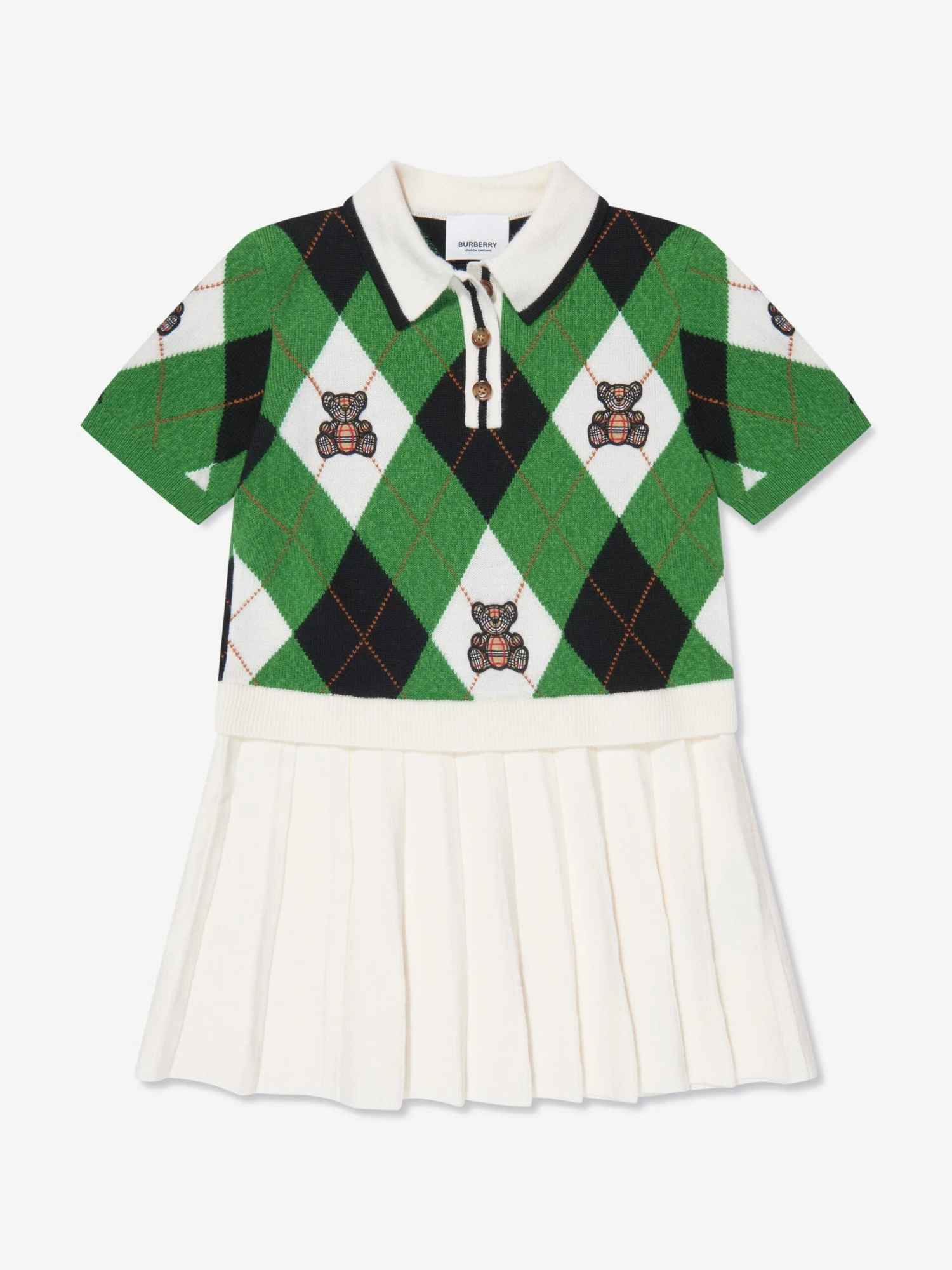 Girls Bess Argyle Dress In Green 3 Girls Bess Argyle Dress In Green