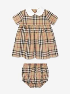 Baby Girls Geraldine Dress In Archive Beige Check