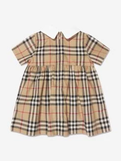 Baby Girls Geraldine Dress In Archive Beige Check -Monna Clothing Shop BURA3052 A7028 3