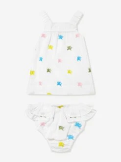 Baby Girls EKD Bethan Dress With Knickers In White -Monna Clothing Shop BURS4036 WHITE 2