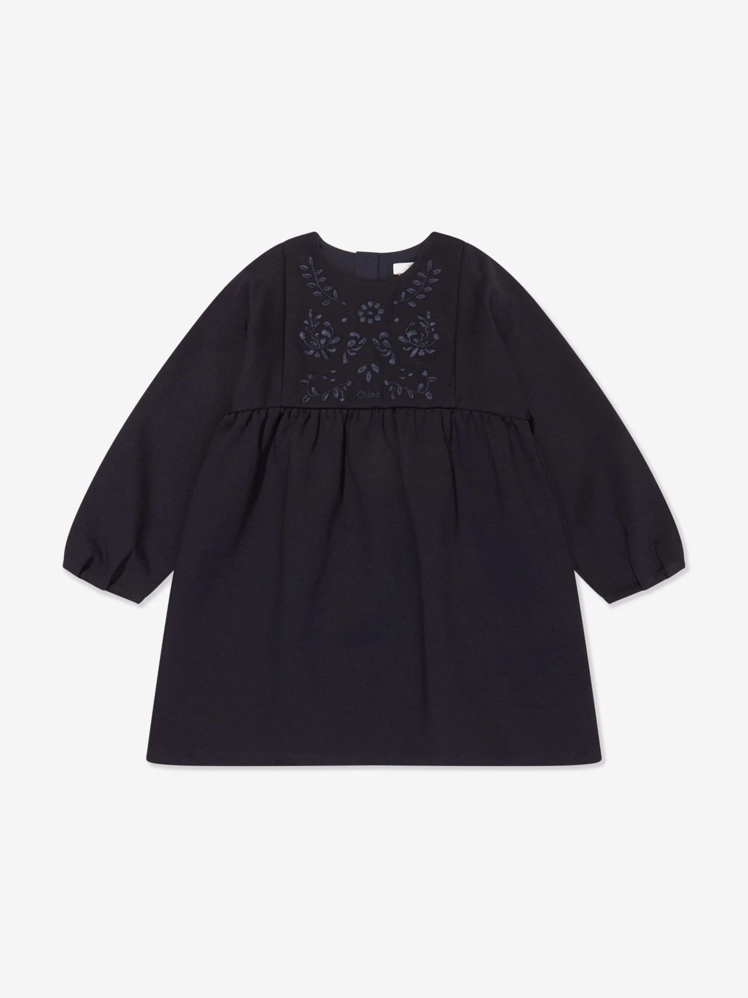 Chloé Girls Embroidered Milano Dress In Navy 3 Chloé Girls Embroidered Milano Dress In Navy