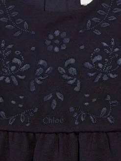 Chloé Girls Embroidered Milano Dress In Navy 8 Chloé Girls Embroidered Milano Dress In Navy -Monna Clothing Shop CHLA3033 859 3