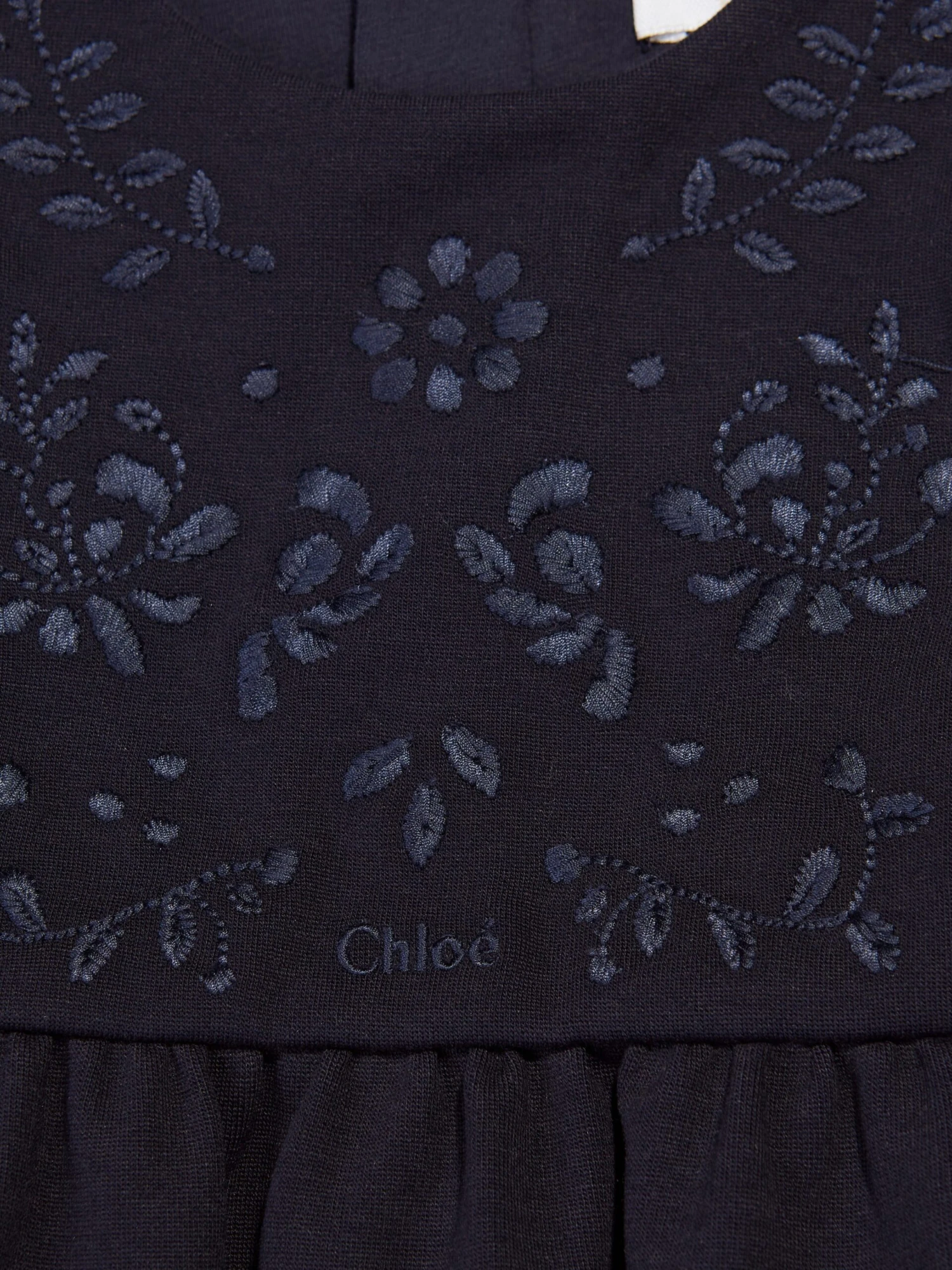 Chloé Girls Embroidered Milano Dress In Navy 5 Chloé Girls Embroidered Milano Dress In Navy - Image 3