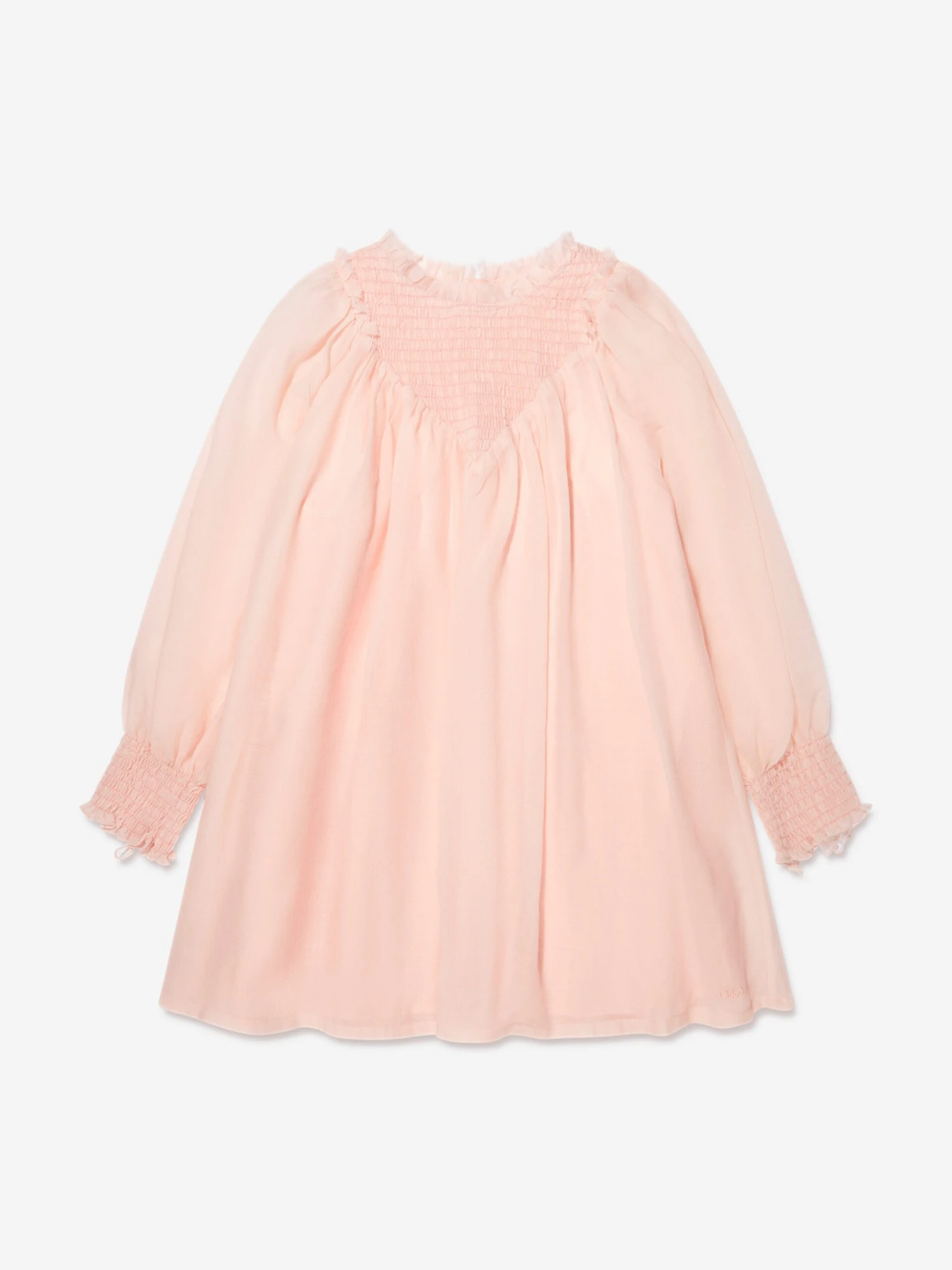 Chloé Girls Smocked Ceremony Dress In Pink 3 Chloé Girls Smocked Ceremony Dress In Pink
