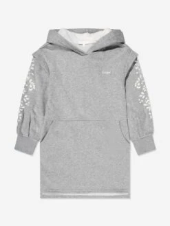 Chloé Girls Hooded Sweater Dress In Grey