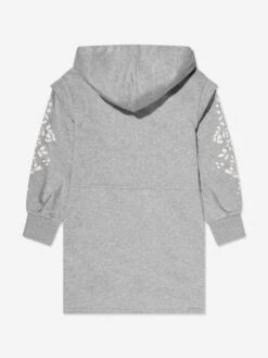 Chloé Girls Hooded Sweater Dress In Grey 9 Chloé Girls Hooded Sweater Dress In Grey -Monna Clothing Shop CHLA3037 A38 2