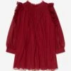 Chloé Girls Pleated Silk Ceremony Dress In Red 2 Chloé Girls Pleated Silk Ceremony Dress In Red -Monna Clothing Shop CHLA3039 96D 1