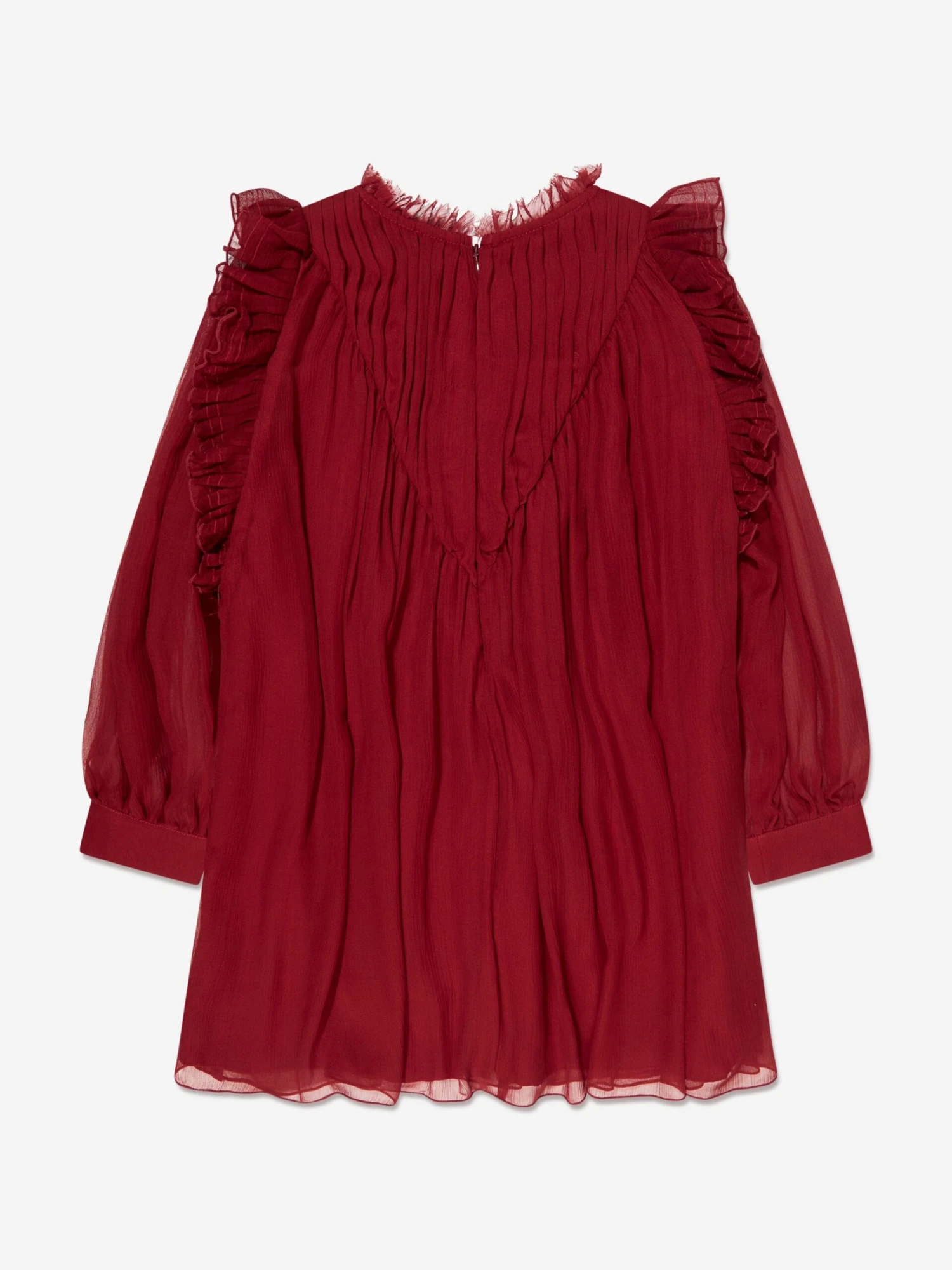 Chloé Girls Pleated Silk Ceremony Dress In Red 4 Chloé Girls Pleated Silk Ceremony Dress In Red - Image 2
