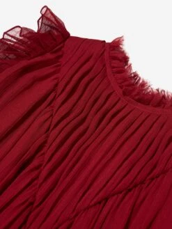 Chloé Girls Pleated Silk Ceremony Dress In Red 8 Chloé Girls Pleated Silk Ceremony Dress In Red -Monna Clothing Shop CHLA3039 96D 3