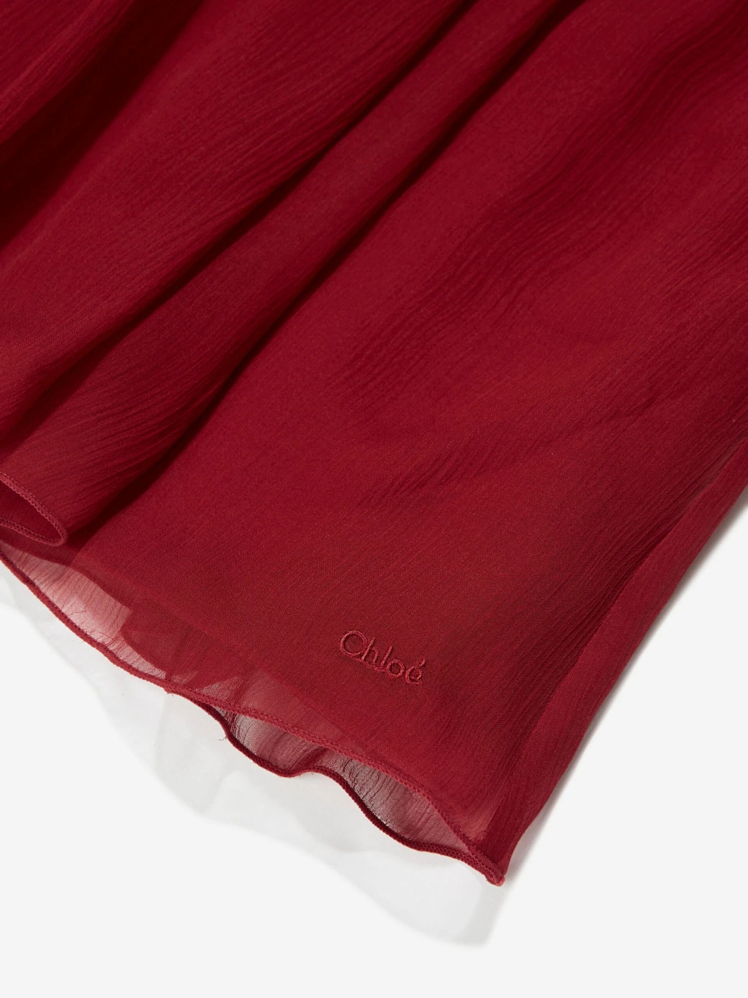 Chloé Girls Pleated Silk Ceremony Dress In Red 6 Chloé Girls Pleated Silk Ceremony Dress In Red - Image 4