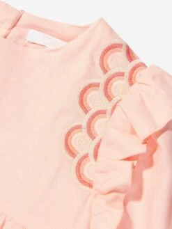 Chloé Girls Organic Cotton Embroidered Dress -Monna Clothing Shop CHLOE M68678 3