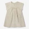 Chloé Baby Girls Embroidered Logo Dress In Beige -Monna Clothing Shop CHLS4002 BEIGE MARL 1