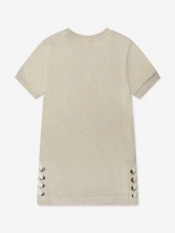 Chloé Girls Fleece Lacing Dress In Beige -Monna Clothing Shop CHLS4028 BEIGE MARL 2