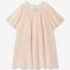 Chloé Girls Crocheted Lace Collar Dress In Pink -Monna Clothing Shop CHLS4031 PALE PINK 1