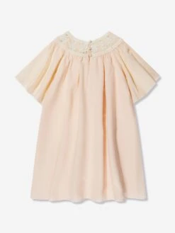 Chloé Girls Crocheted Lace Collar Dress In Pink -Monna Clothing Shop CHLS4031 PALE PINK 2