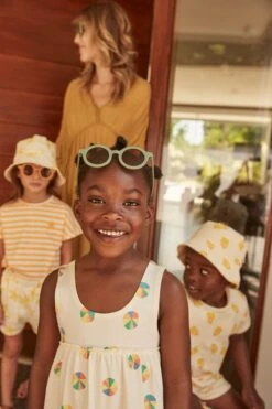 Girls Parasol Sun Dress In Ivory -Monna Clothing Shop CORAL 3482 241 baby kidssundress BONNIEMOB SS24 2