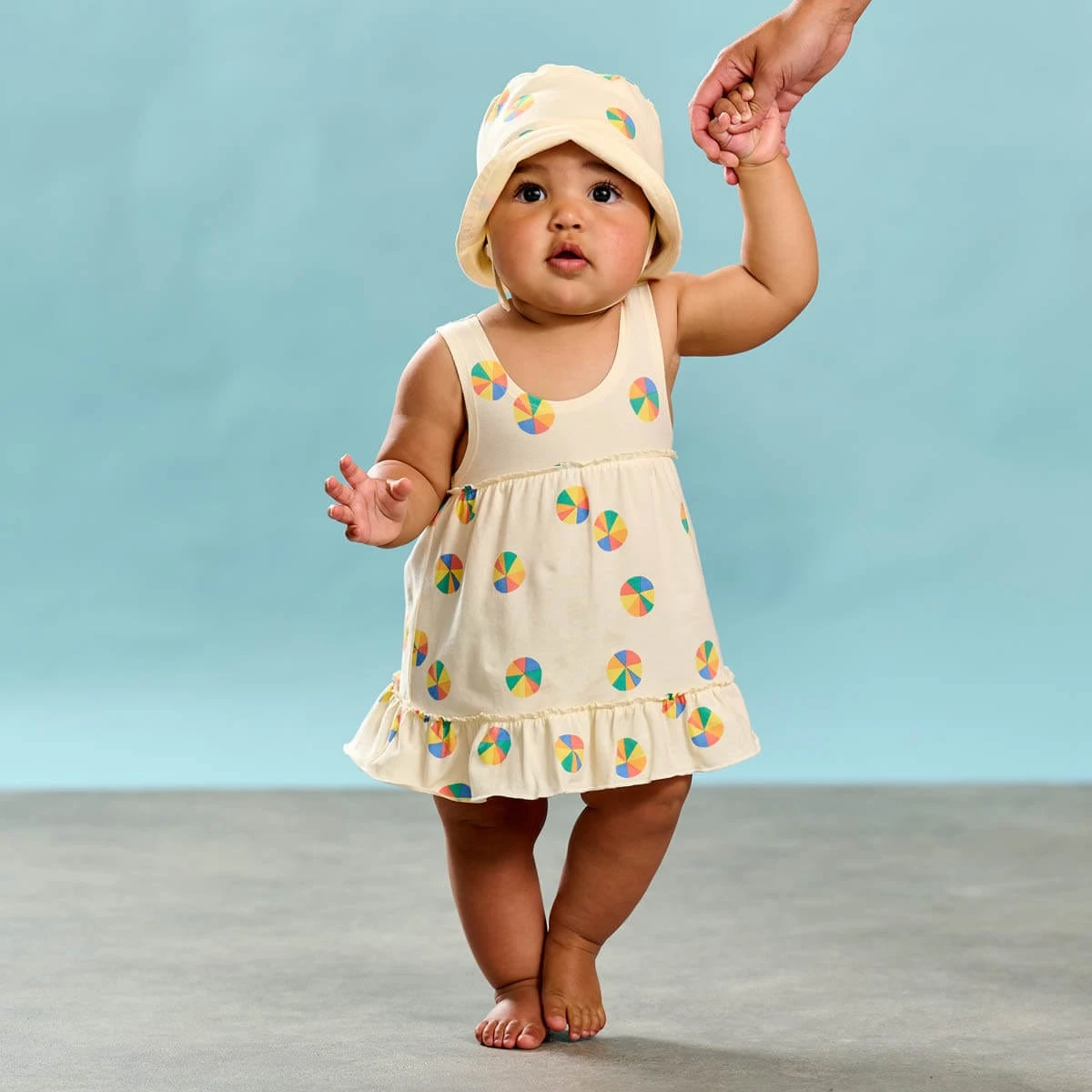 Girls Parasol Sun Dress In Ivory - Image 2