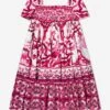 Girls Majolica Print Dress In Pink -Monna Clothing Shop DAGA3143 HE3TN 1