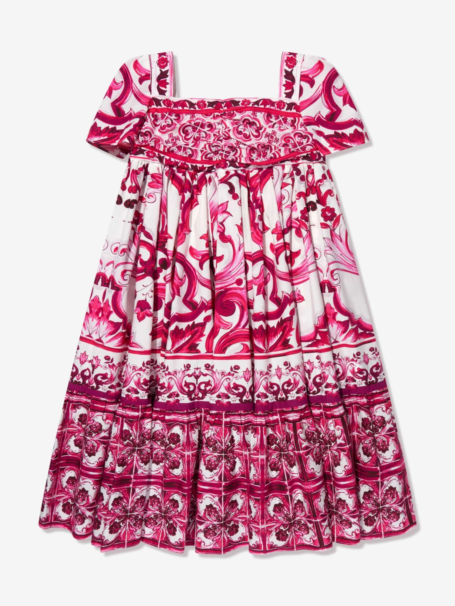 Girls Majolica Print Dress In Pink 3 Girls Majolica Print Dress In Pink