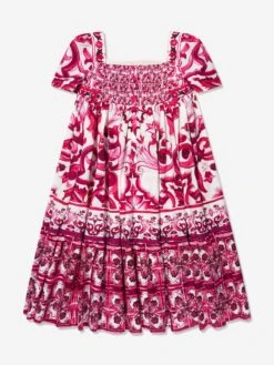 Girls Majolica Print Dress In Pink 9 Girls Majolica Print Dress In Pink -Monna Clothing Shop DAGA3143 HE3TN 2