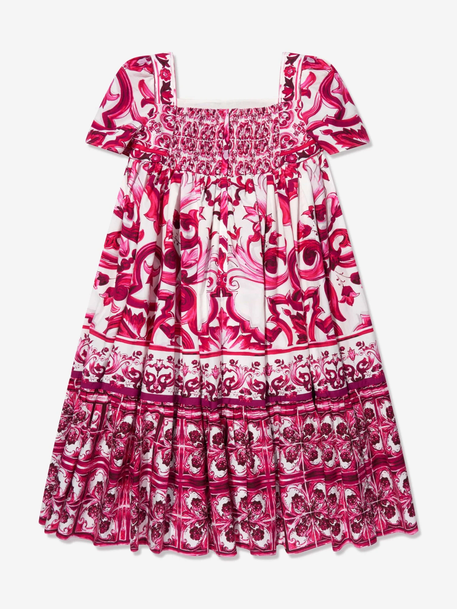 Girls Majolica Print Dress In Pink 5 Girls Majolica Print Dress In Pink - Image 3