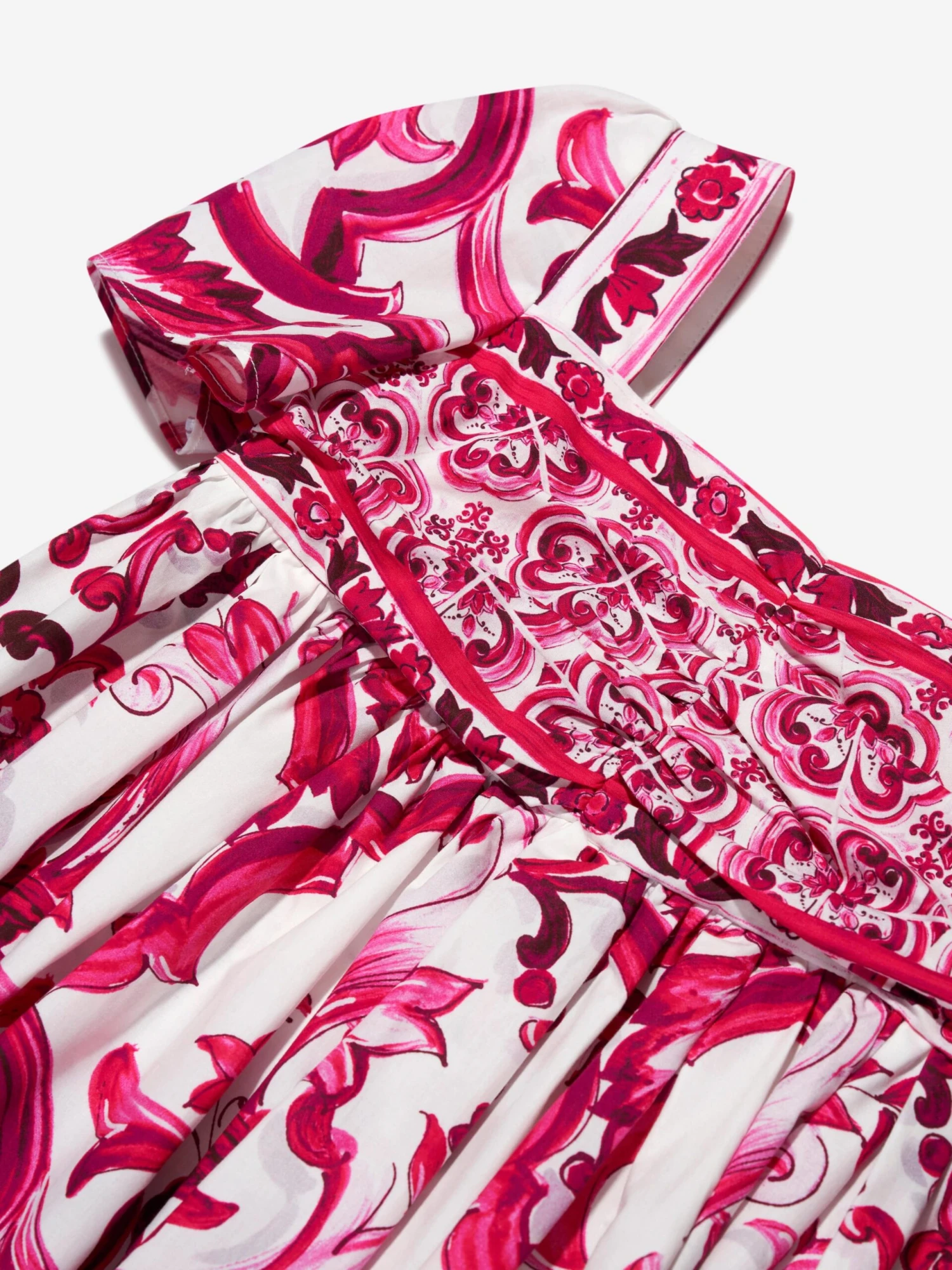 Girls Majolica Print Dress In Pink 6 Girls Majolica Print Dress In Pink - Image 4