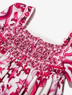 Girls Majolica Print Dress In Pink 11 Girls Majolica Print Dress In Pink -Monna Clothing Shop DAGA3143 HE3TN 4