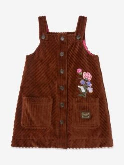 Girls Corduroy Dress In Brown