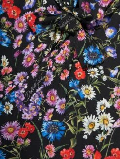 Girls Silk Wildflowers Dress In Black -Monna Clothing Shop DAGA3148 HN2ZC 3