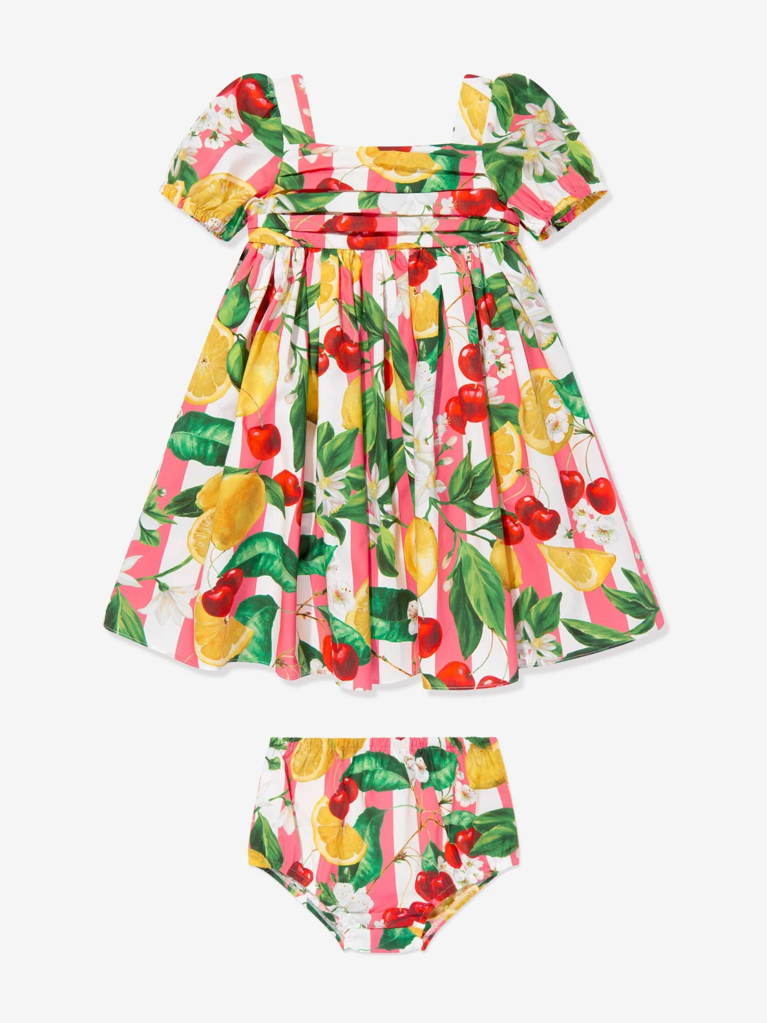 Baby Girls Lemon And Cherry Dress In Multicolour 3 Baby Girls Lemon And Cherry Dress In Multicolour