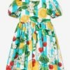Girls Lemon Print Dress In Multicolour -Monna Clothing Shop DAGS4139 MULTICOLOURED 1