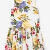 Girls Flower Print Sleeveless Dress In -Monna Clothing Shop DAGS4140 MULTICOLOURED 1