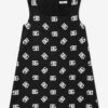 Girls Silk Monogram Dress In Black -Monna Clothing Shop DAGS4142 BLACK 1